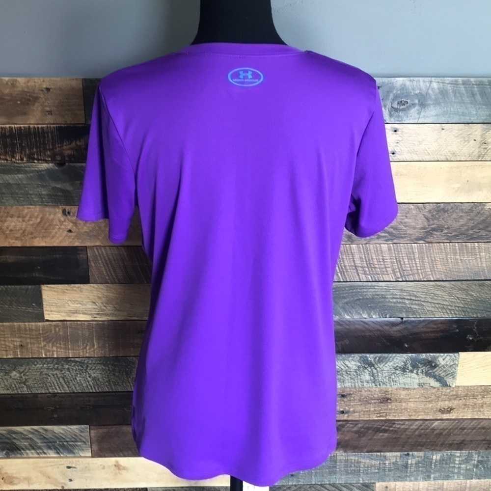 Under Armour | Girls Youth Loose Fit Tee, YXL, Purple, Heat Gear - Picture 5 of 8